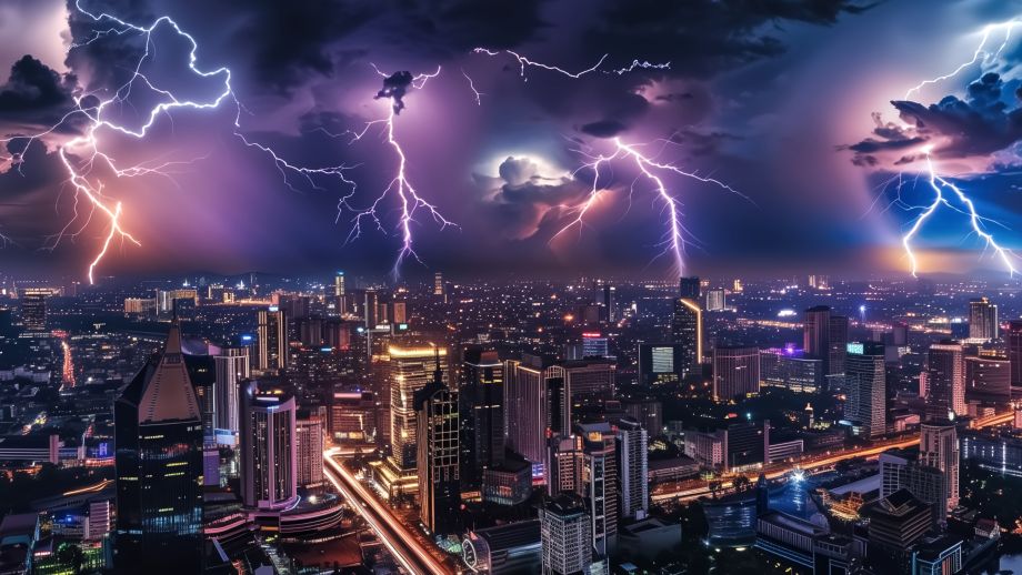 Thunderstorm in Bangkok, Thailand