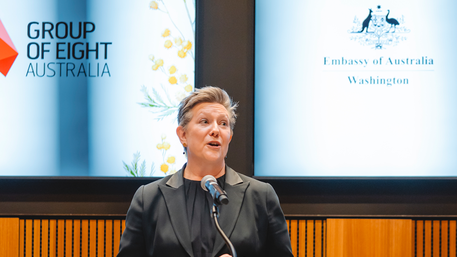 Acting Provost and Senior Vice-President at ANU Professor Joan Leach speaks at the Group of Eight ‘Allies in Excellence’ launch in the US. Image: Kevin Parisi