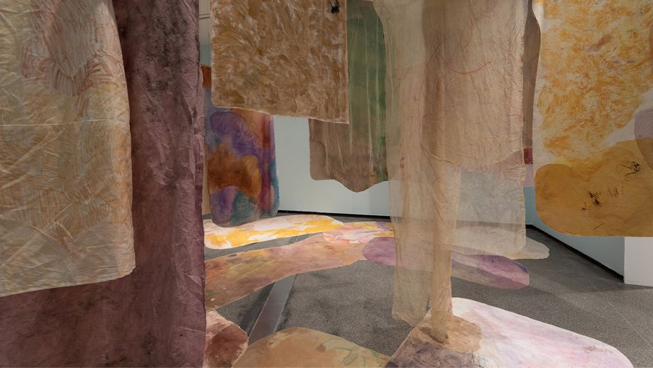 Jahnne Pasco-White, Embodied watery entanglements, Like a Wheel That Turns, installation at ACCA, 2022. Photo: Andrew Curtis.