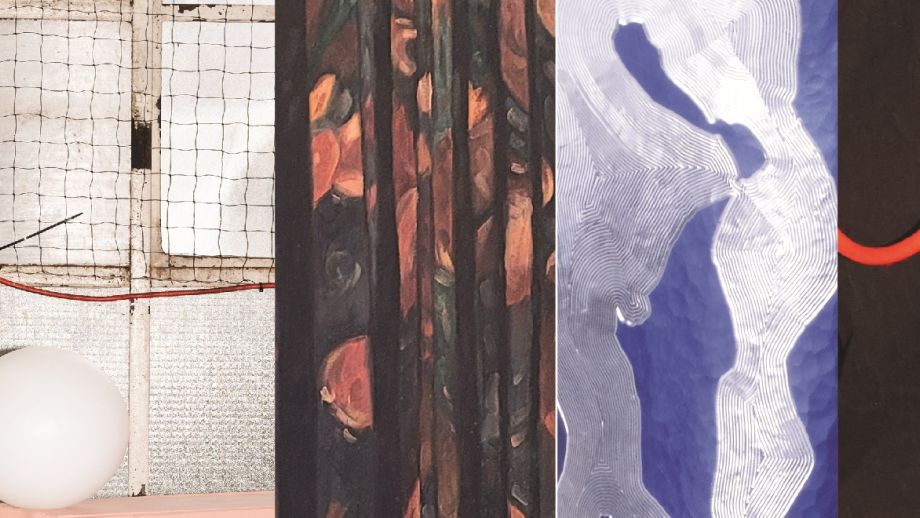 Artwork detail (L-R) Louis Grant, John Hart, Sean Booth, Emeirely Nucifora-Ryan, Emma Beer, Mahala Hill, Estelle Briedis