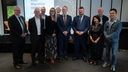 Vice-Chancellor, the Hon Andrew Giles and guests at the ANU Migration Update.