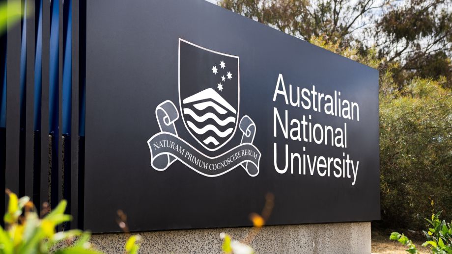 A sign that reads "Australian National University"